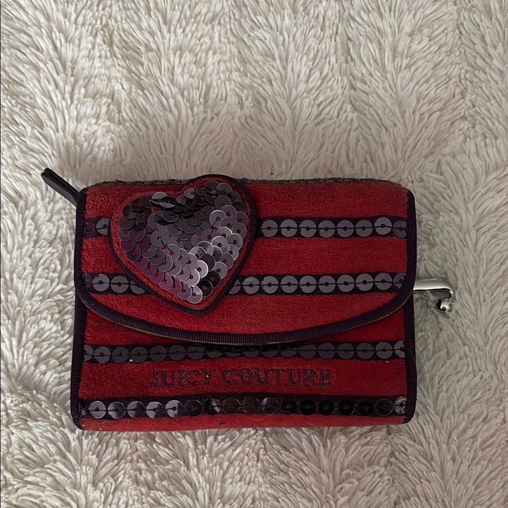 Sequin Juicy Couture Wallet Red Velour